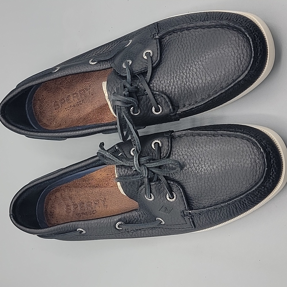Sperry Top-Siders Original Boat Shoe size 8 wide in Black Leather